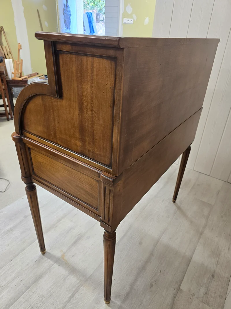 Petit bureau cylindre en bois - style louis XVI