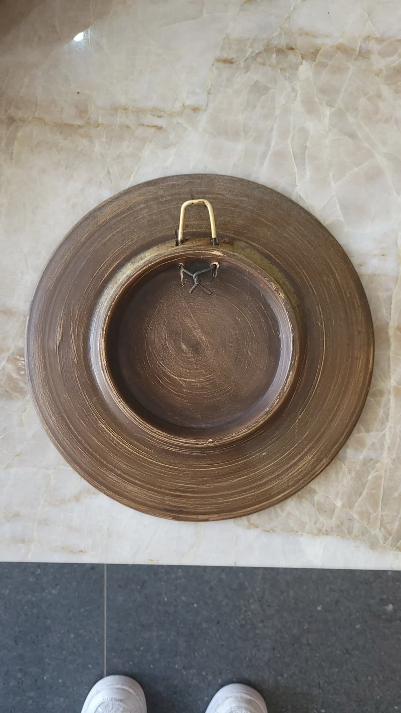 Assiette murale en terre cuite émaillée