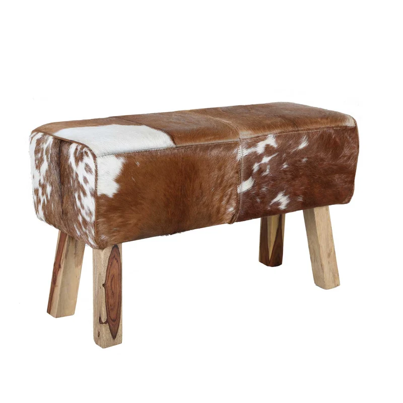 Banquette tabouret en fourrure Tara aspect cuir de vache