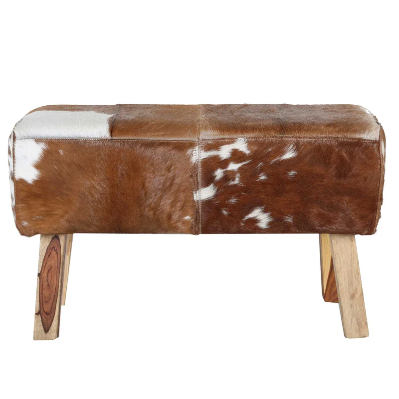 Banquette tabouret en fourrure Tara aspect cuir de vache