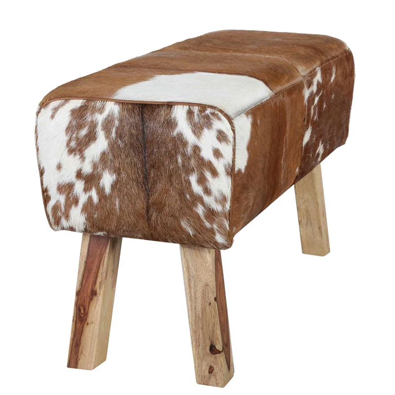 Banquette tabouret en fourrure Tara aspect cuir de vache