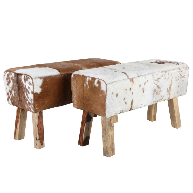 Banquette tabouret en fourrure Tara aspect cuir de vache