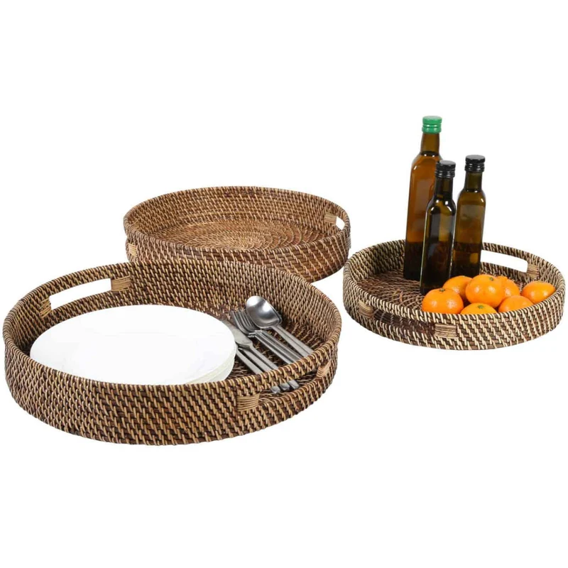 Plateau en rotin Bea rond