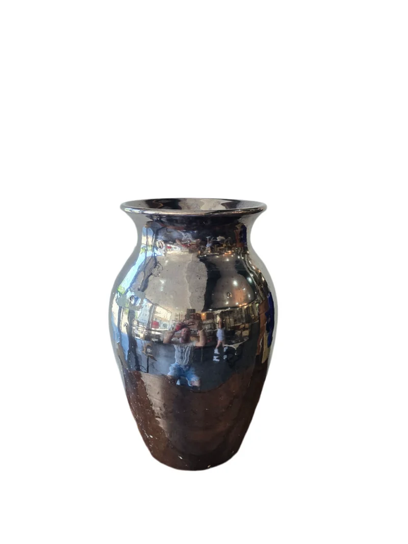 Grand vase en céramique à glaçure miroir métallisée – Vallauris 90’s