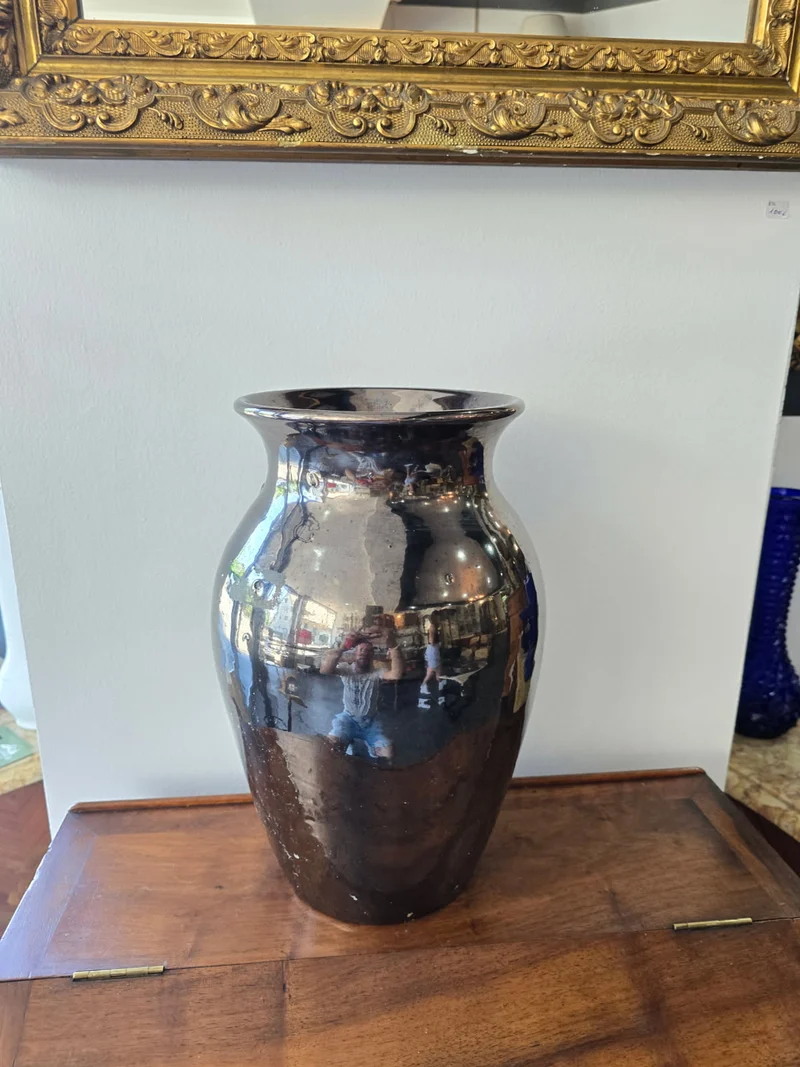 Grand vase en céramique à glaçure miroir métallisée – Vallauris 90’s