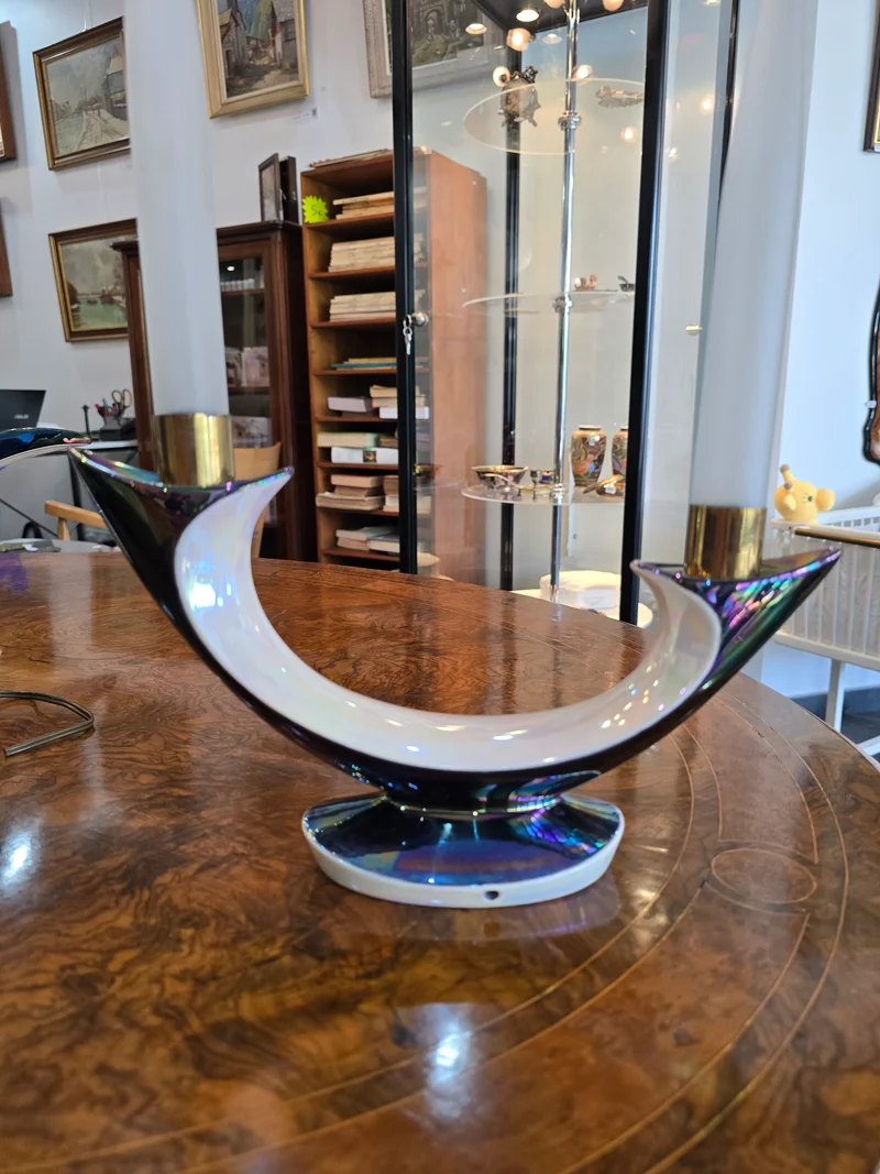 Paire de bougeoirs électriques Verceram – Design Space Age- céramique irisé