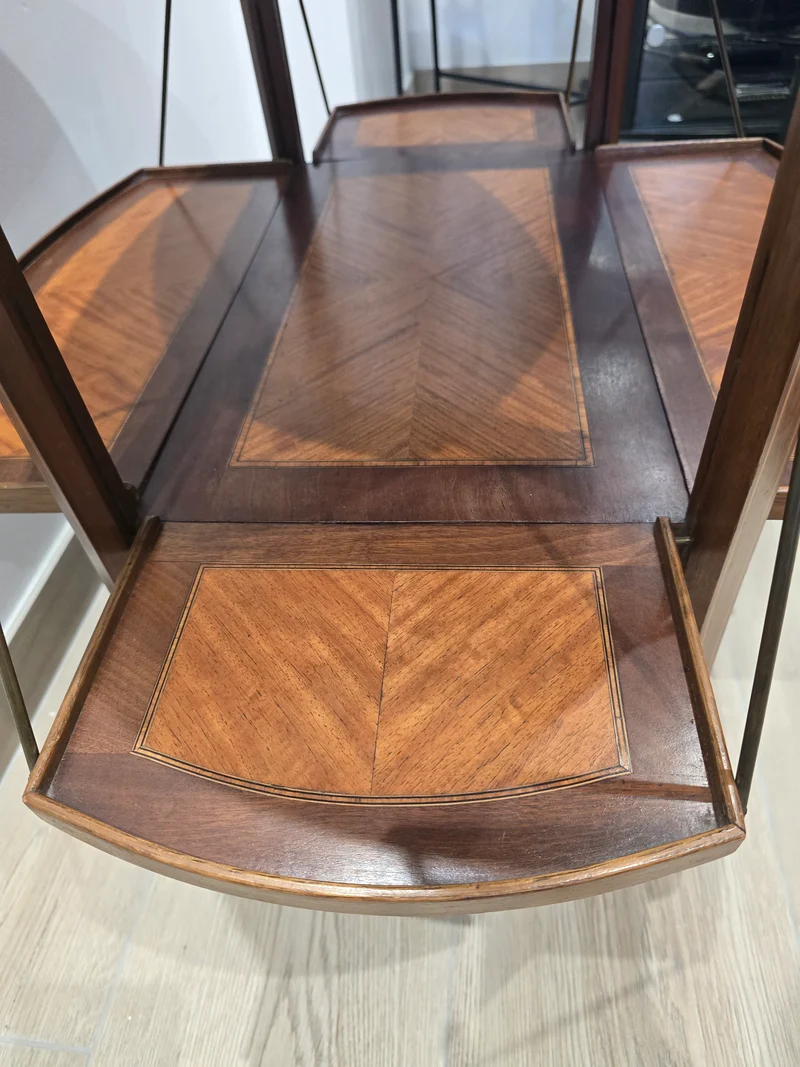 Table à thé pliante en bois marqueter plateau amovible