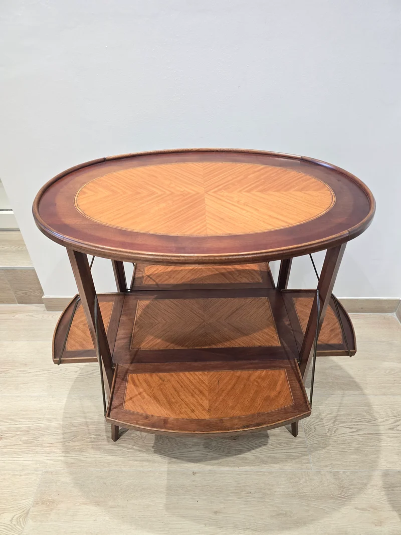 Table à thé pliante en bois marqueter plateau amovible