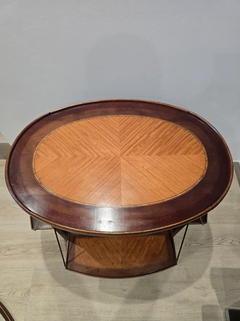 Table à thé pliante en bois marqueter plateau amovible