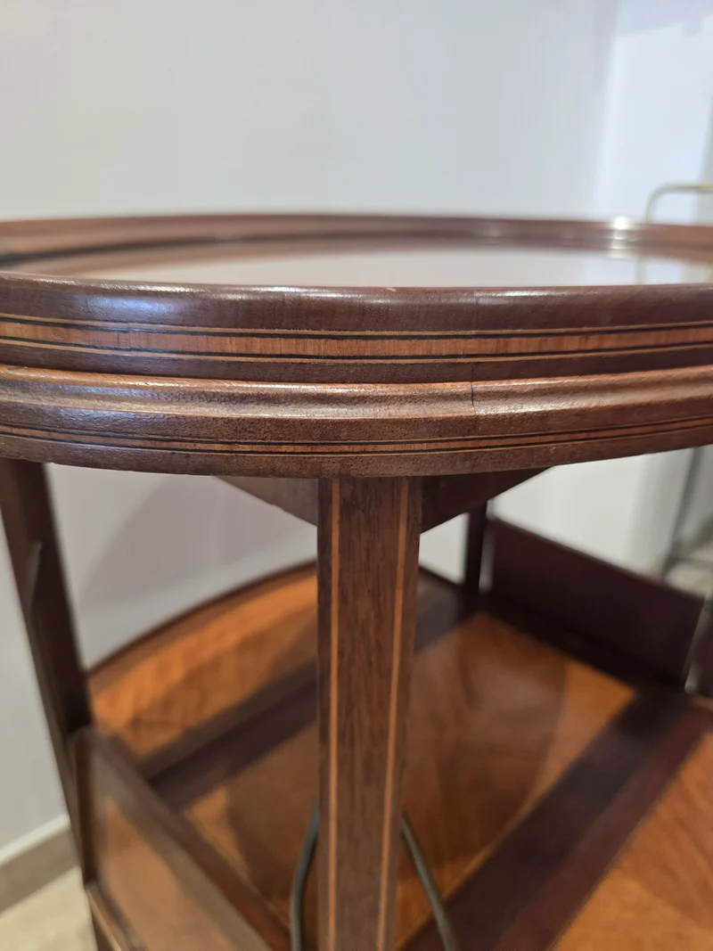 Table à thé pliante en bois marqueter plateau amovible