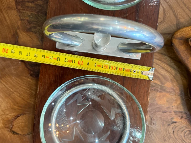 Vide-poche Art Déco en bois, verre gravé et métal chromé
