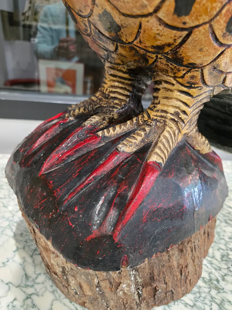 Grande chouette en bois sculpté – 68 cm – Artisanat traditionnel