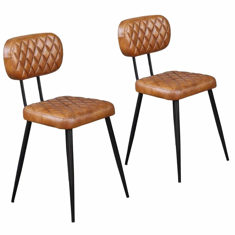 Chaise en cuir Sofia Cognac lot de 2