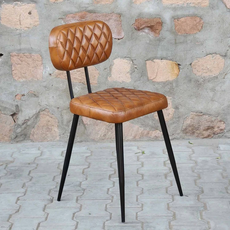Chaise en cuir Sofia Cognac lot de 2