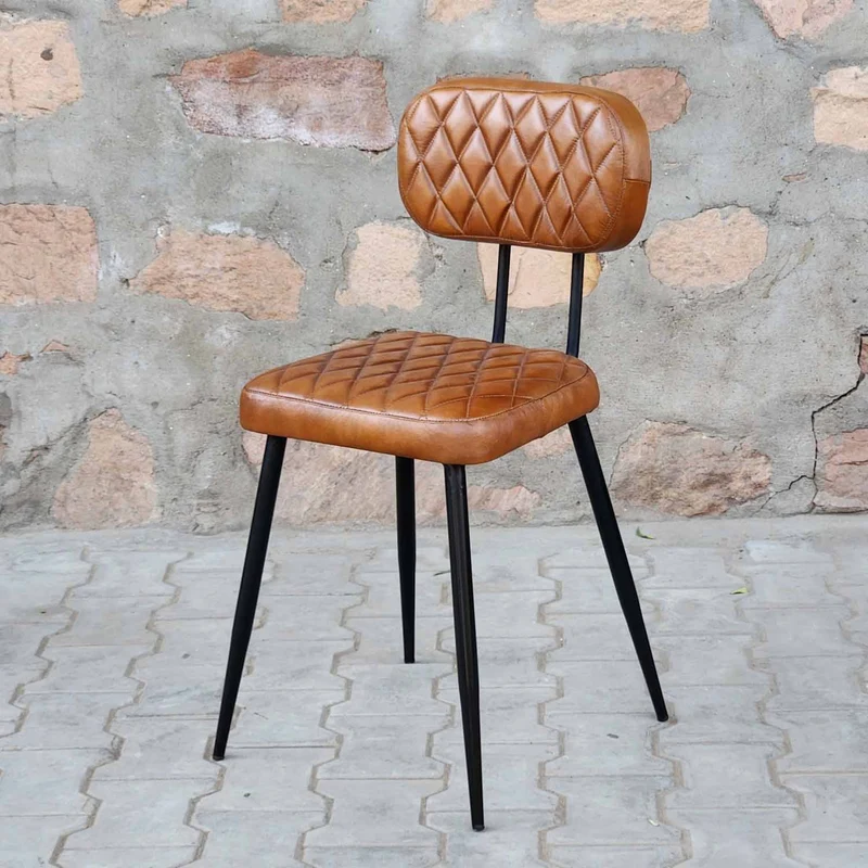 Chaise en cuir Sofia Cognac lot de 2