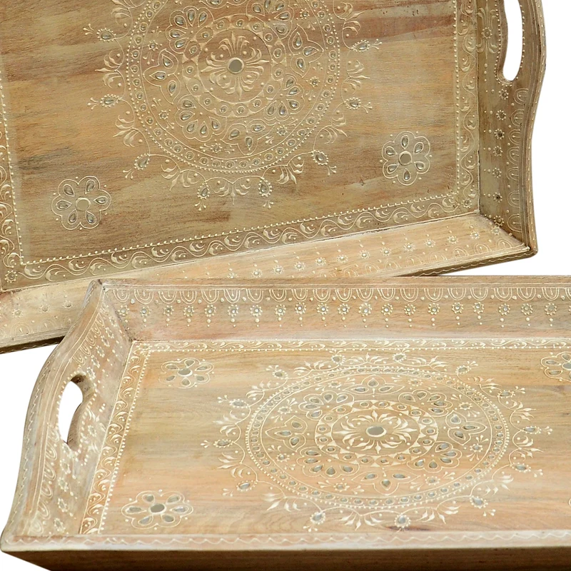 Plateaux de service Parvin peints à la main en lot de 2