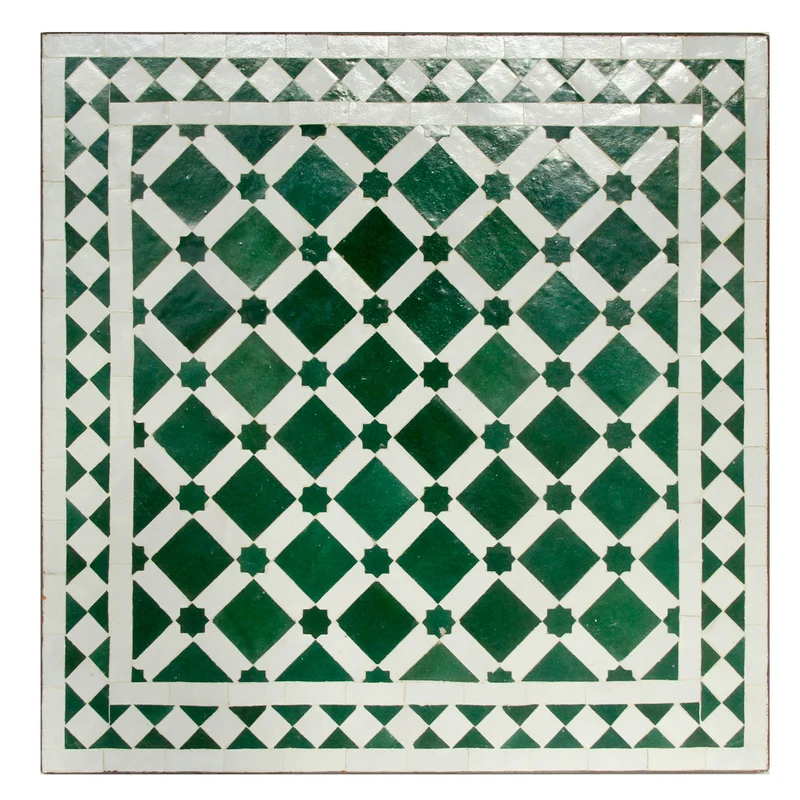 Table canapé mosaïque 60x60 vert blanc émaillé