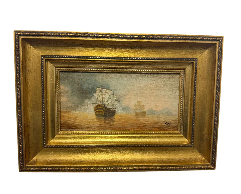 Tableau : “Voilier en bord de mer” par Cox