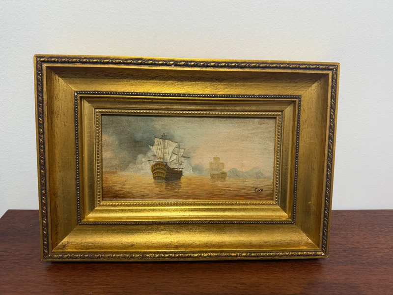 Tableau : “Voilier en bord de mer” par Cox