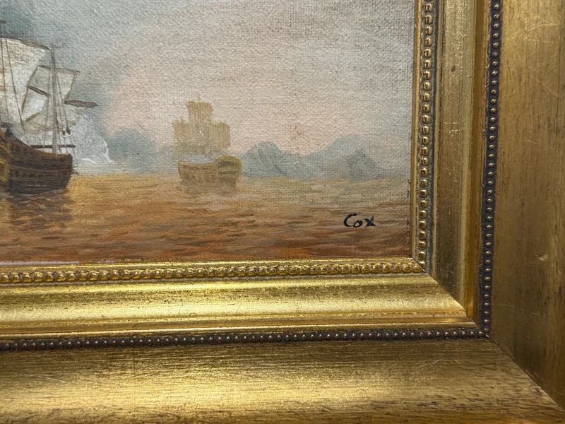 Tableau : “Voilier en bord de mer” par Cox