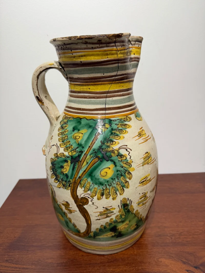 Cruche en Faïence Polychrome - Style Rustique Ancien (XVIIIe-XIXe siècle)