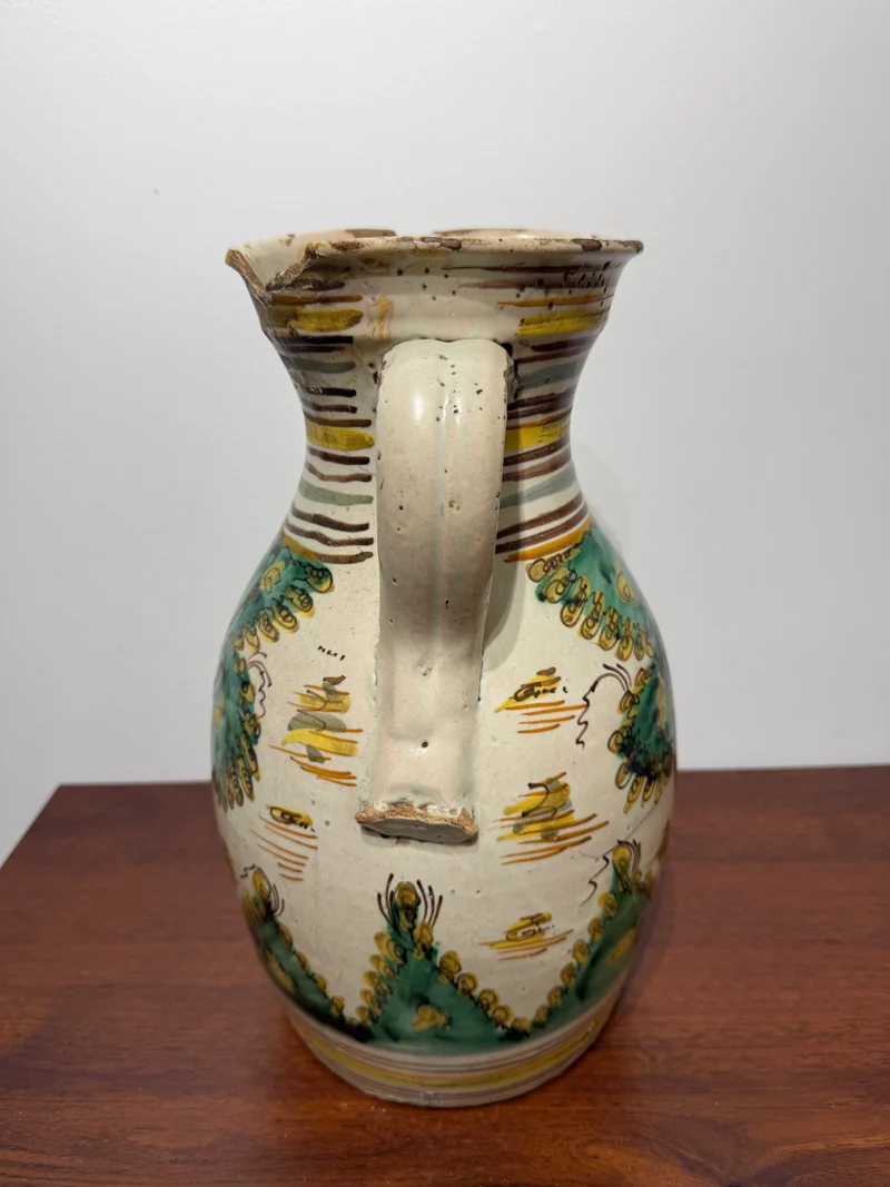 Cruche en Faïence Polychrome - Style Rustique Ancien (XVIIIe-XIXe siècle)