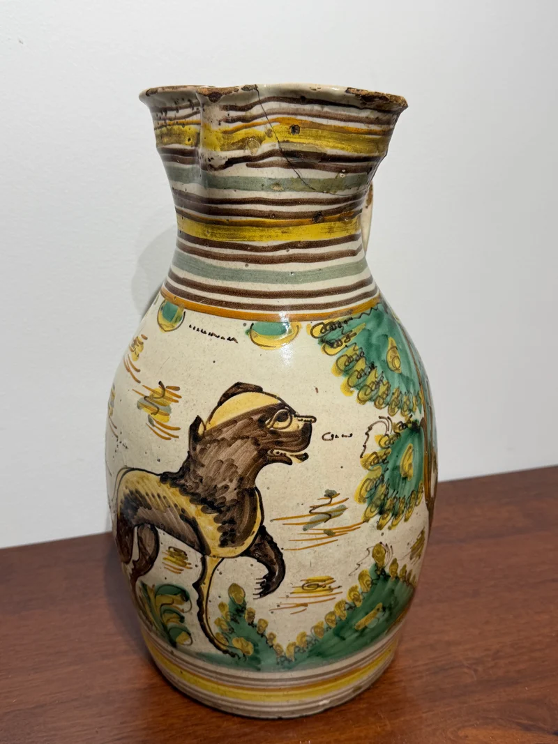 Cruche en Faïence Polychrome - Style Rustique Ancien (XVIIIe-XIXe siècle)