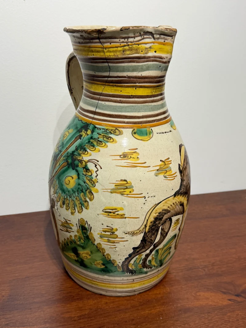 Cruche en Faïence Polychrome - Style Rustique Ancien (XVIIIe-XIXe siècle)