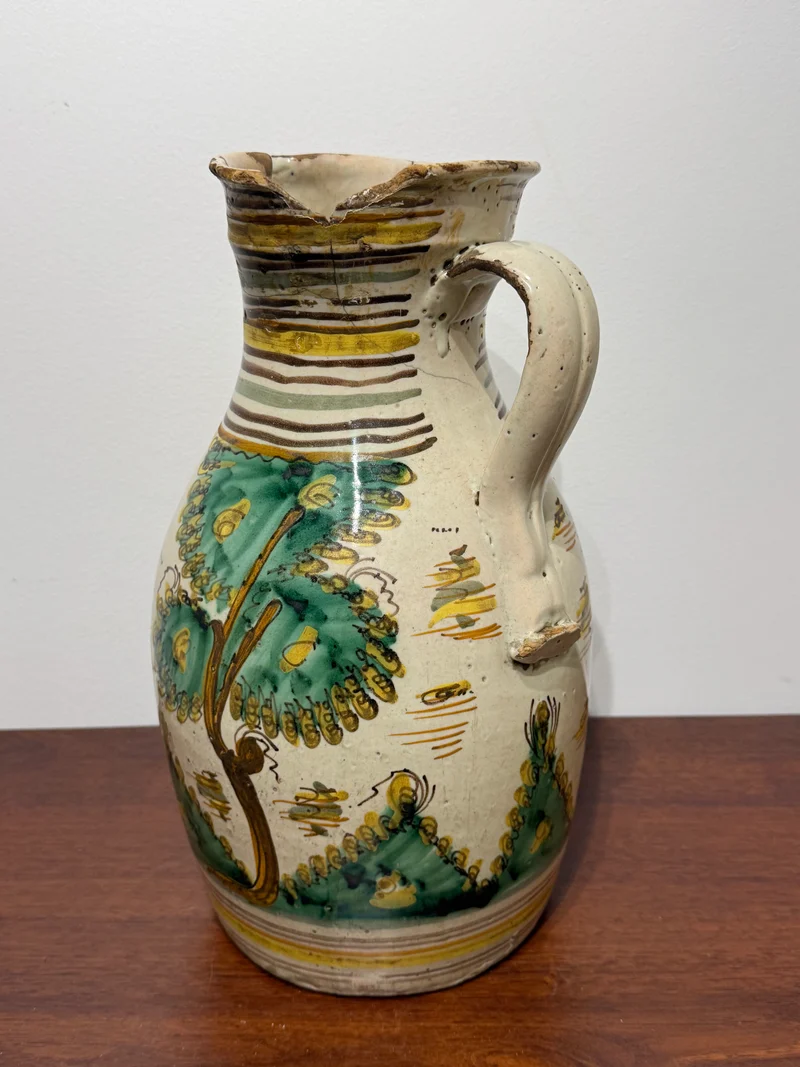 Cruche en Faïence Polychrome - Style Rustique Ancien (XVIIIe-XIXe siècle)