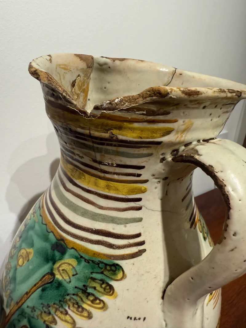 Cruche en Faïence Polychrome - Style Rustique Ancien (XVIIIe-XIXe siècle)