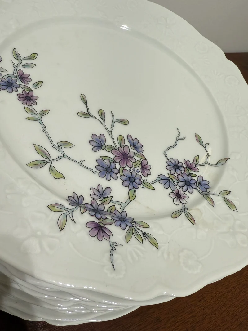 Ensemble 12 assiettes en porcelaine de Sologne – Lamotte, France
