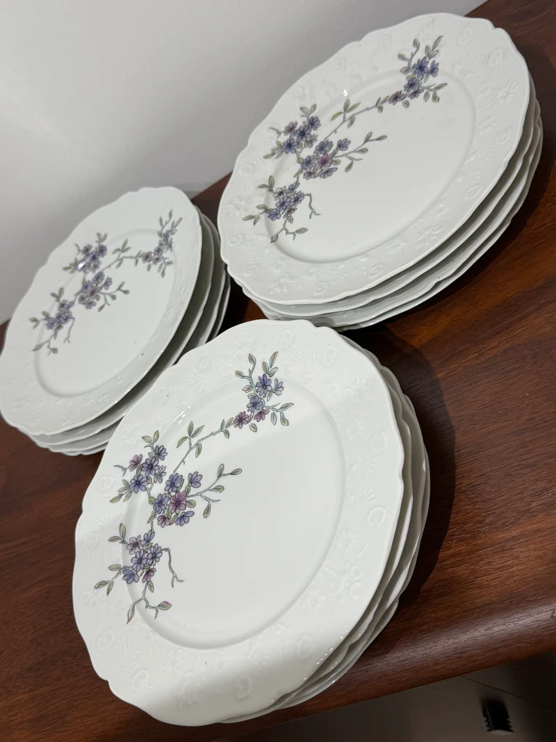 Ensemble 12 assiettes en porcelaine de Sologne – Lamotte, France