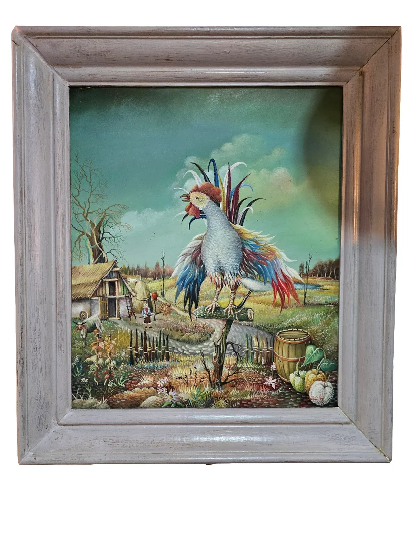 Tableau coq vintage