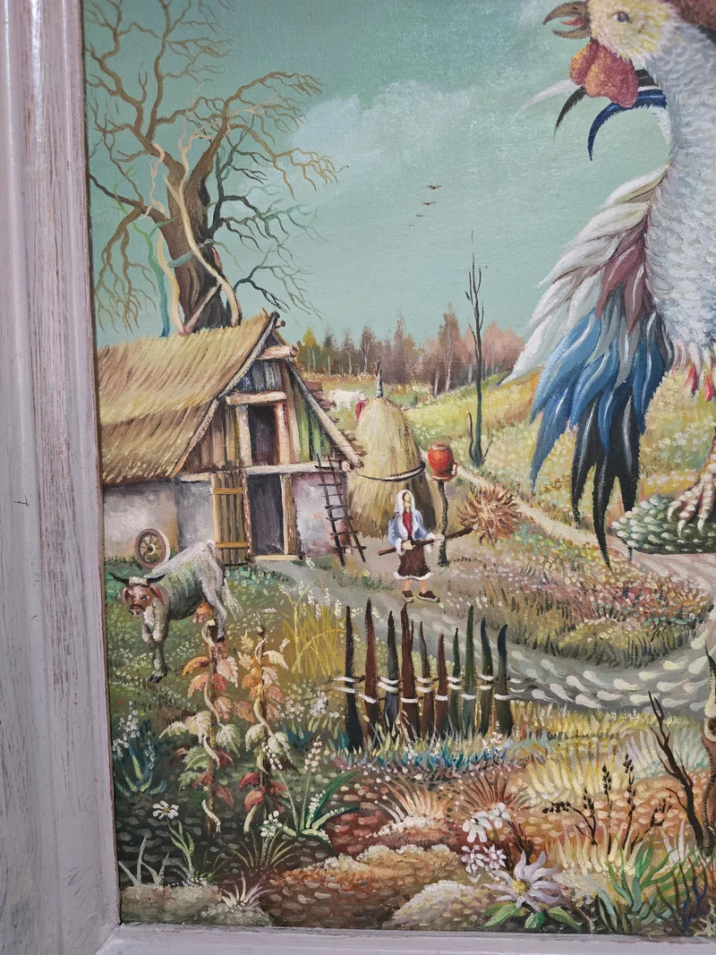 Tableau coq vintage