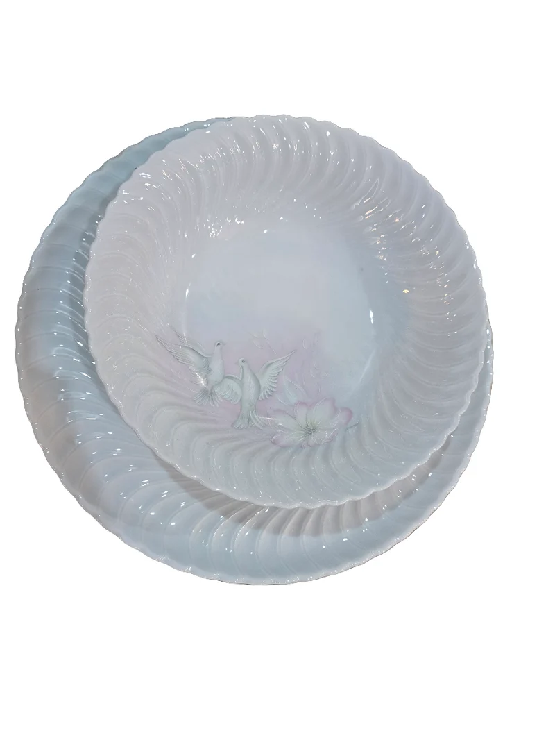 Plat et saladier tharaud limoges ́modèle colombe