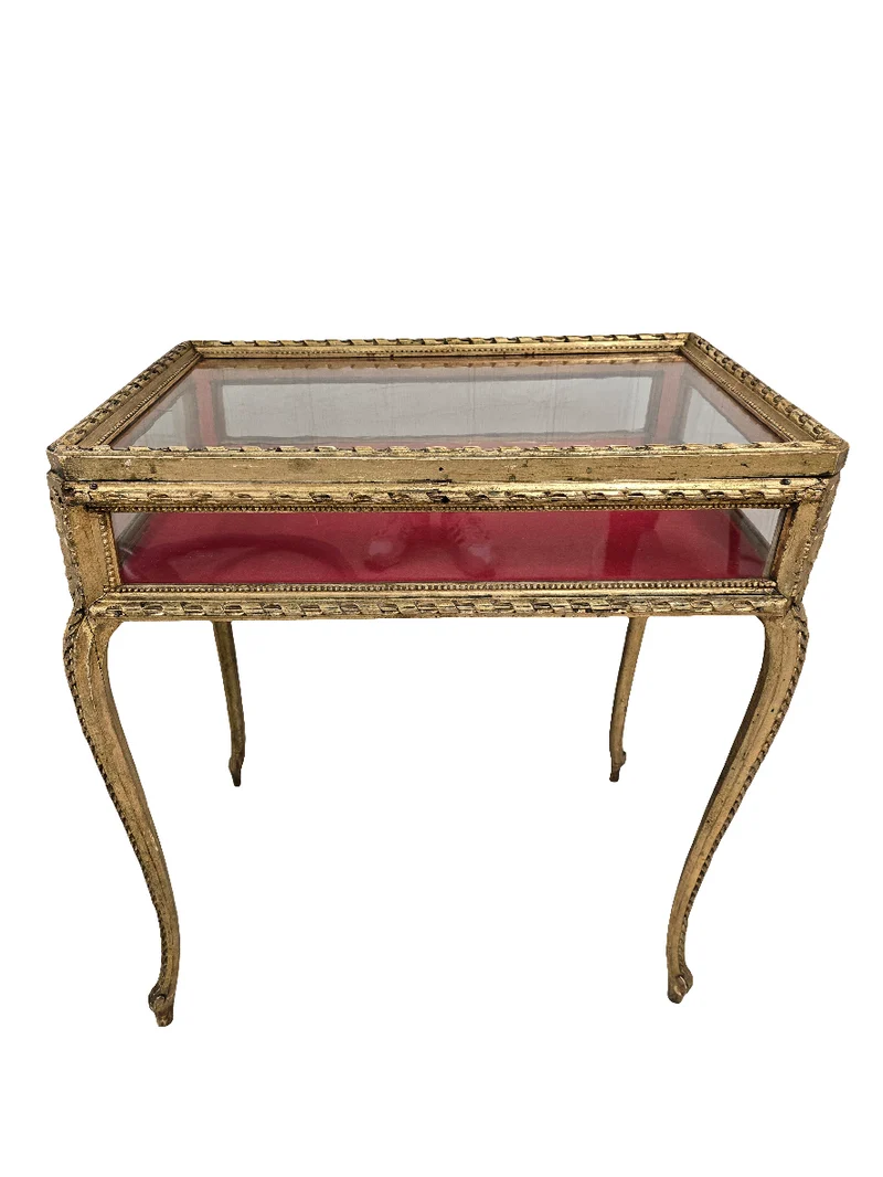 Table vitrine 19ème style louis xv bois doré