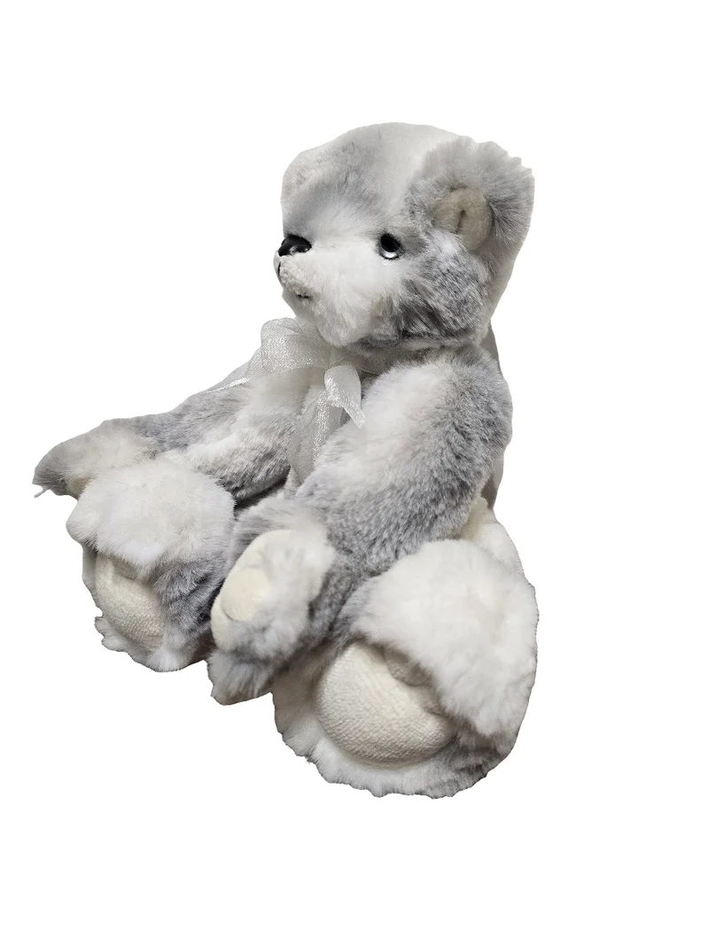 Ours Articulé fourure gris/blanc