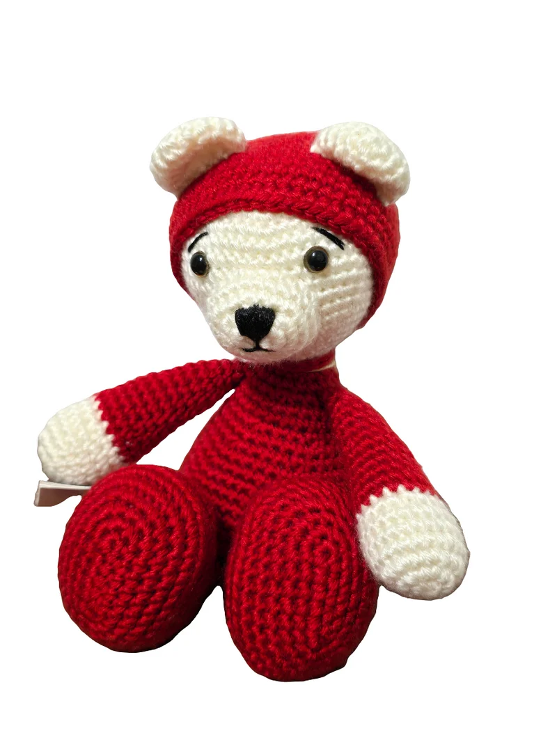 Ourson pyjama rouge amigurumi