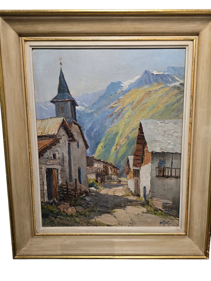 Tableau "village savoyard" Noel Pichot