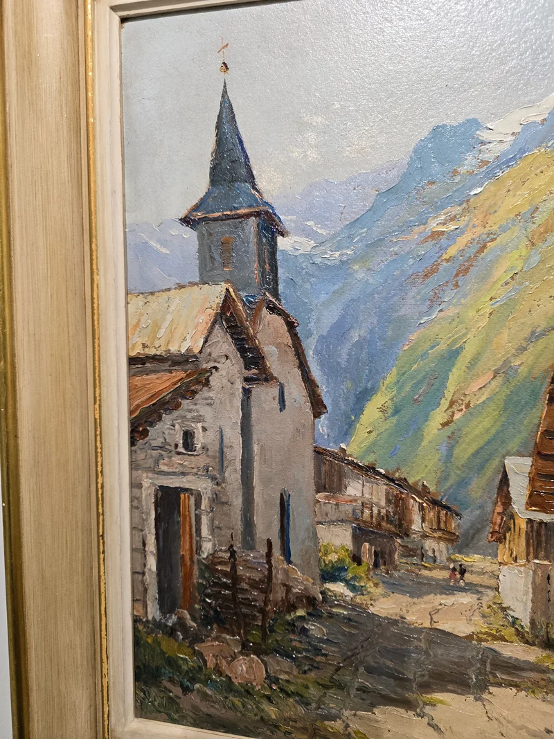 Tableau "village savoyard" Noel Pichot