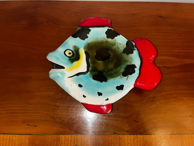 Petit plat poisson en céramique signé Sagam - Albertville
