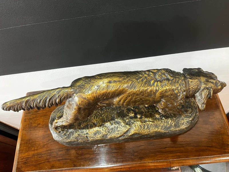 Chien de chasse à l’arrêt - signé Clovis Edmond Masson (1838-1913) en Bronze