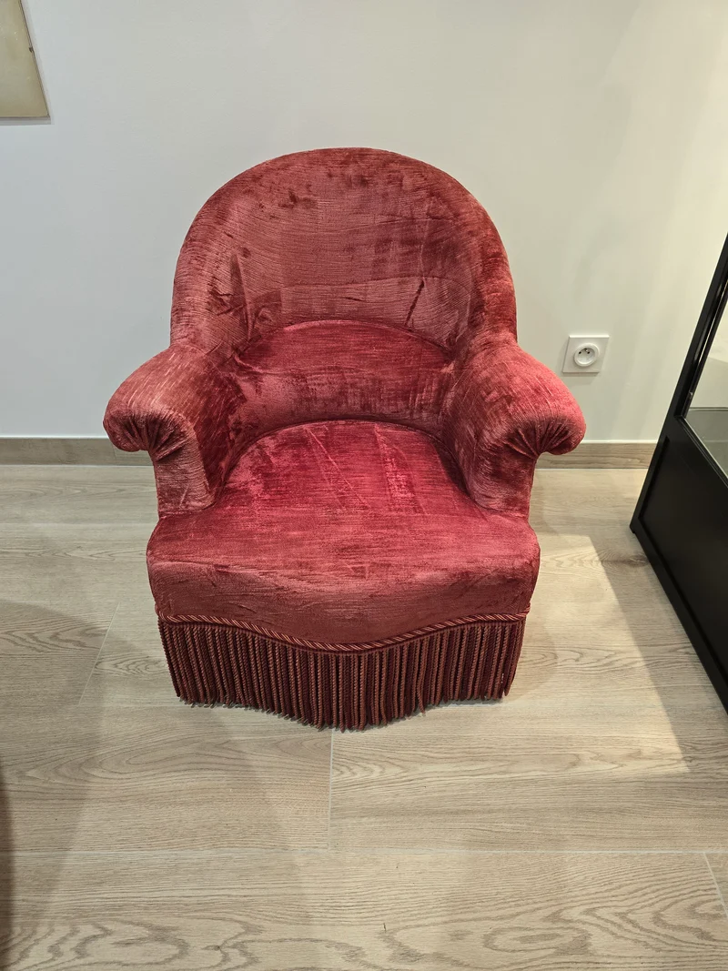 Crapaud velours bordeaux