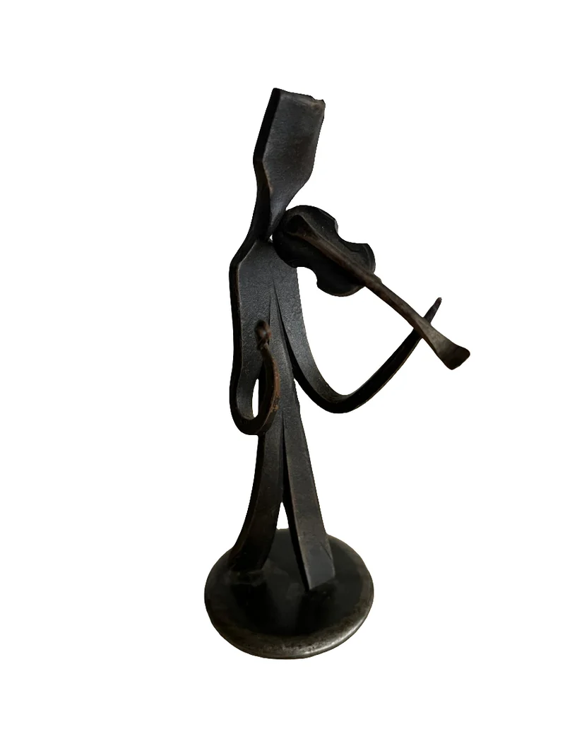 Sculpture abstraite vintage violoniste en fer