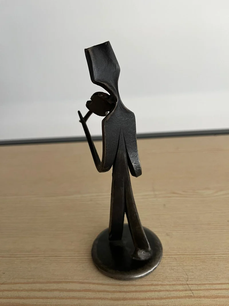 Sculpture abstraite vintage violoniste en fer