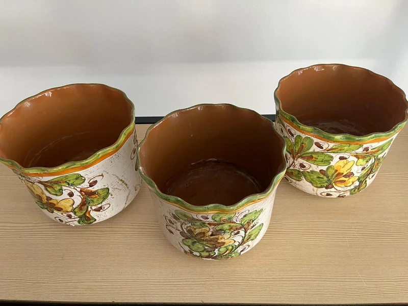 Lot 3 pots vintage planteur des années 1960 en céramique