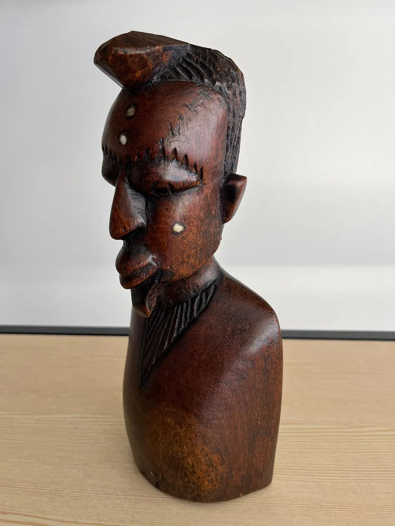 Tête Africaine vintage en bois sculpté