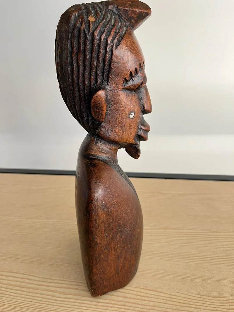 Tête Africaine vintage en bois sculpté