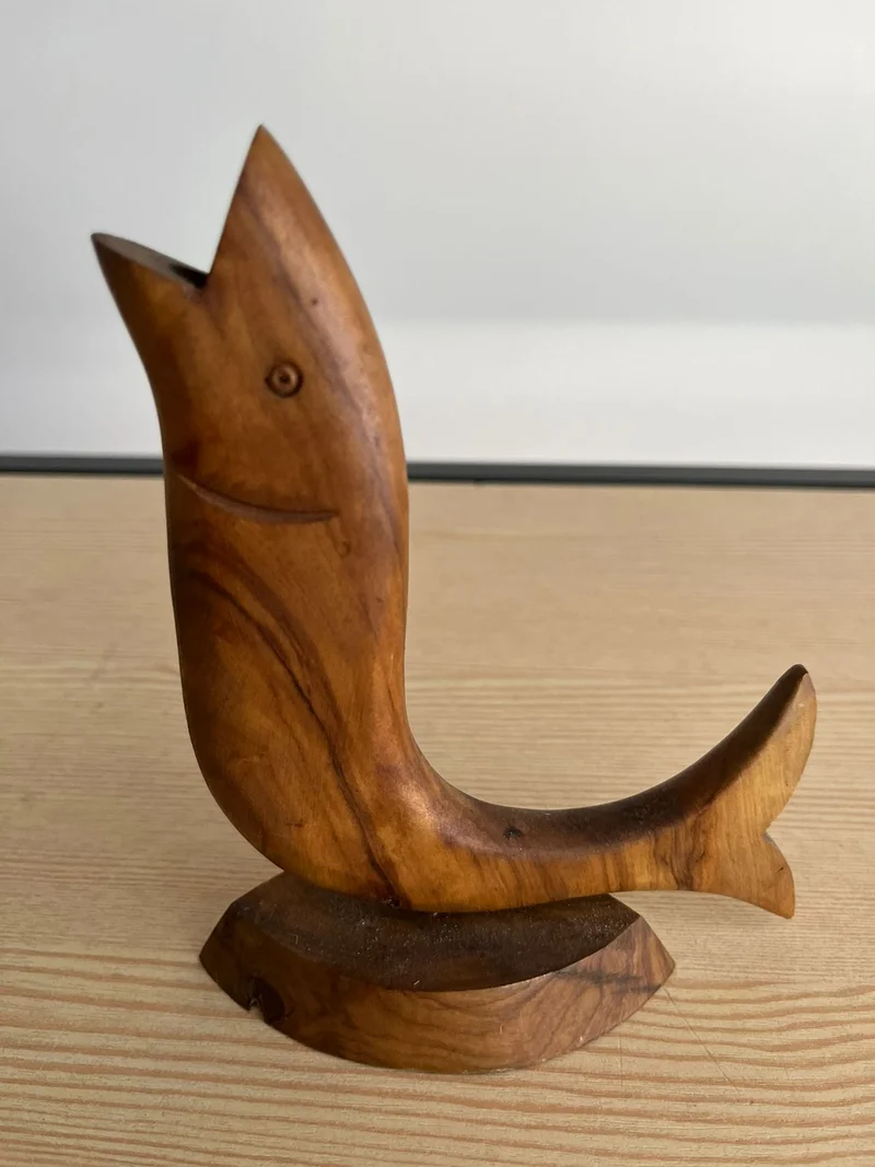 Sculpture poisson en bois d’olivier