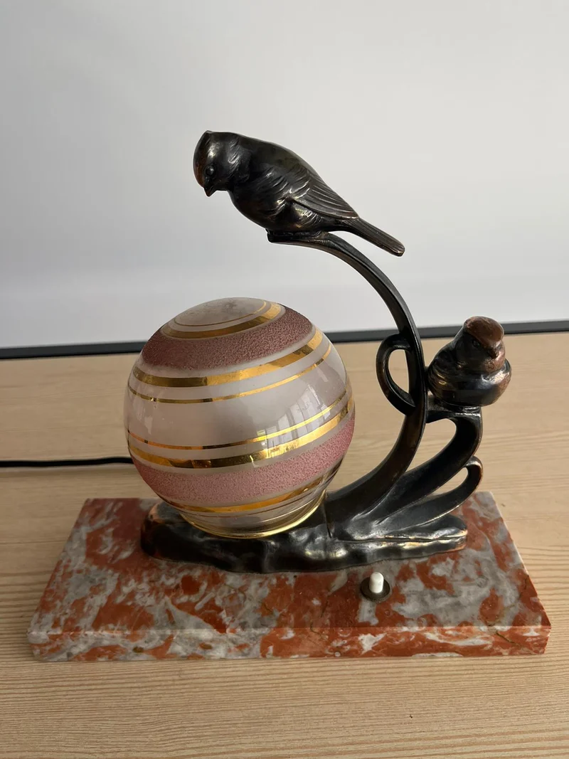 Lampe veilleuse vintage plateau marbre